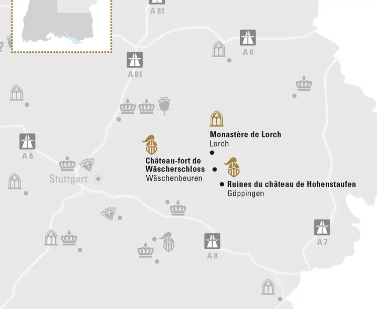 Visuel des Staatliche Schlösser und Gärten Baden-Württemberg, Illustration JUNG:Kommunikation Ostalb et Göppingen