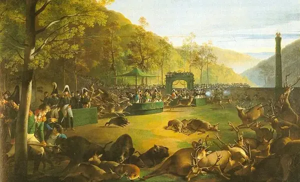 Foto: Württembergische Landesbibliothek Kloster und Schloss Bebenhausen, Gemälde einer Festinjagd