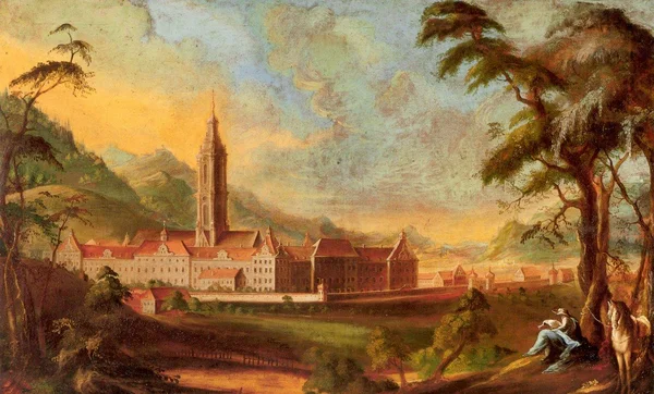 Foto: Wikimedia Commons, Urheber unbekannt Klosteranlage Salem mit Turm, Andreas Brugger, um 1765