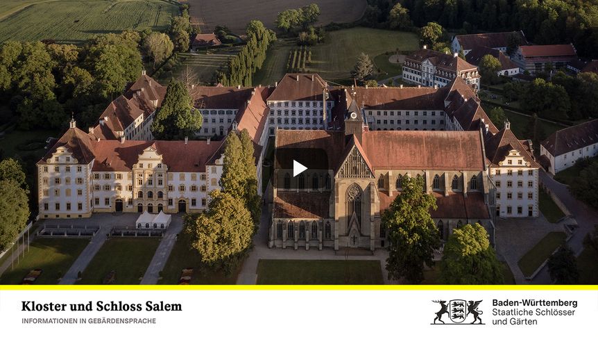 Startbildschirm des Filmes "Kloster und Schloss Salem: Informationen in Gebärdensprache"